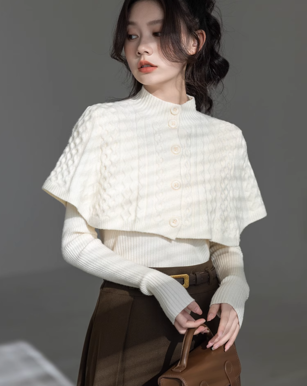 2-piece cape knit