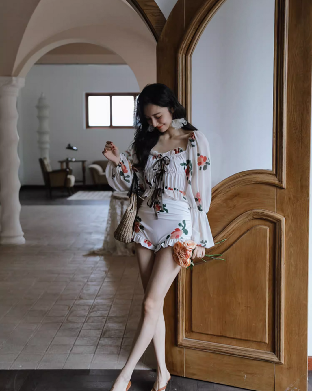 Romantic Floral One-Piece Swimwear