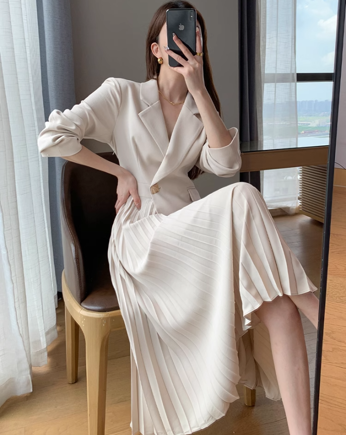 Formal jacket dress (White)