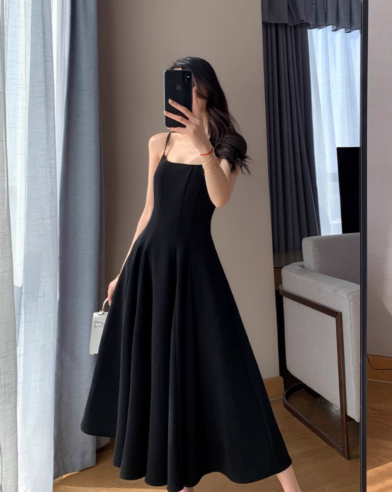 Elegant tight square neck dress (long sleeves)