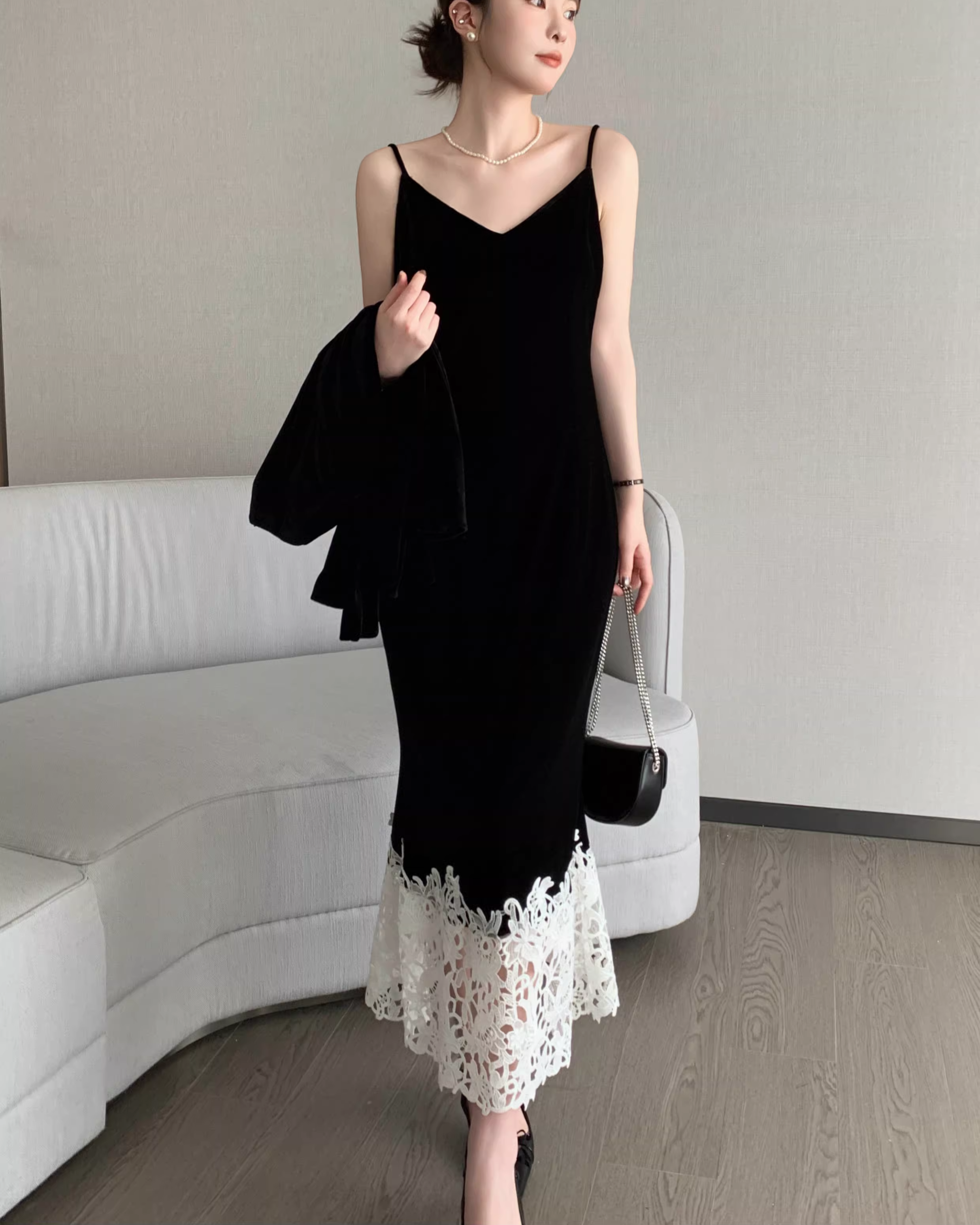 Velvet mermaid lace dress – LUXENT