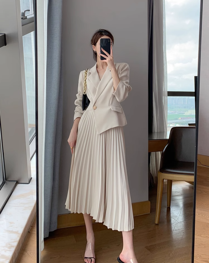 Formal jacket dress (White)