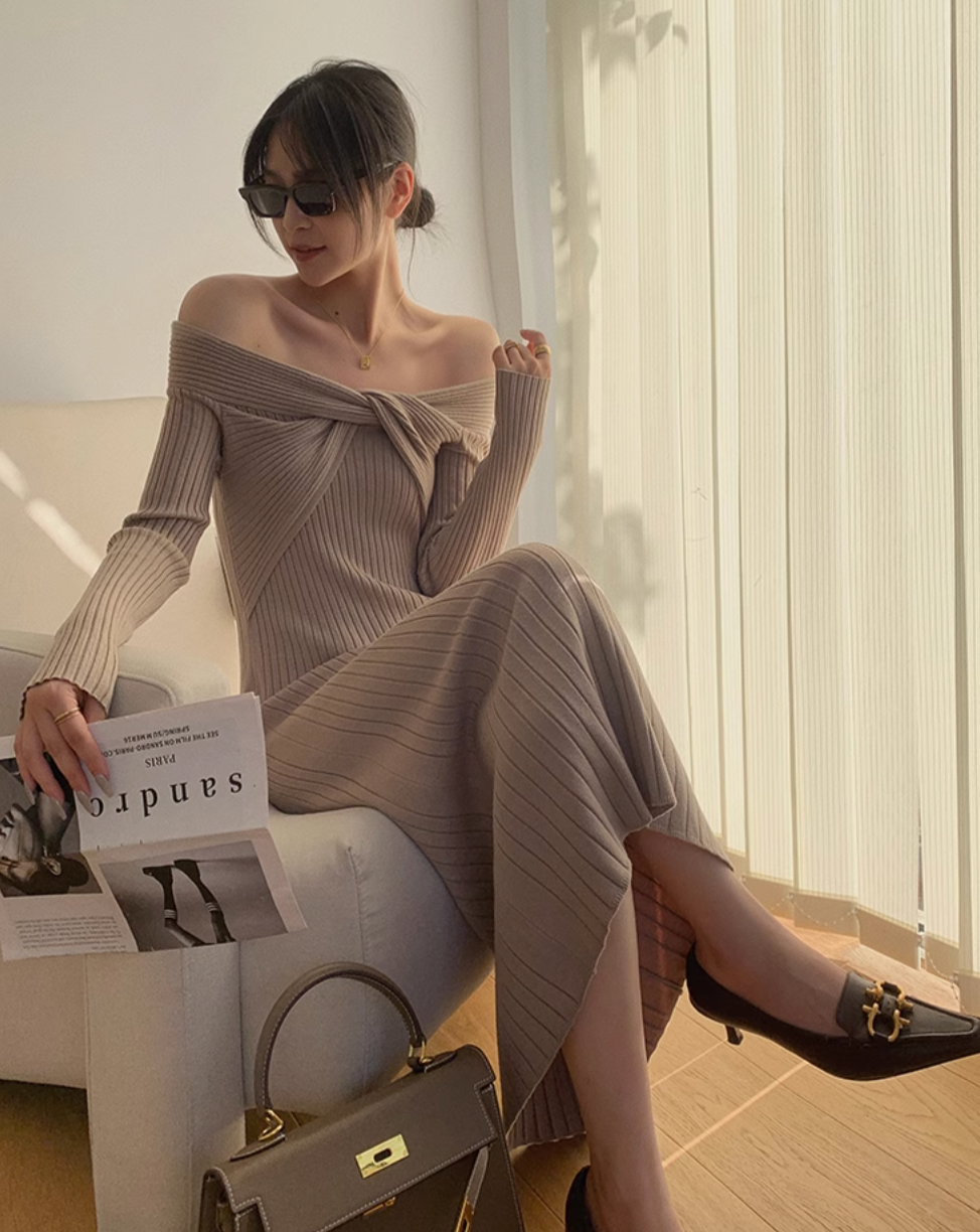 Cross knit dress