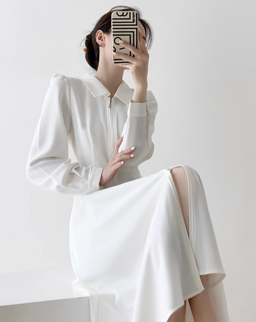 French A line long dress (long length)