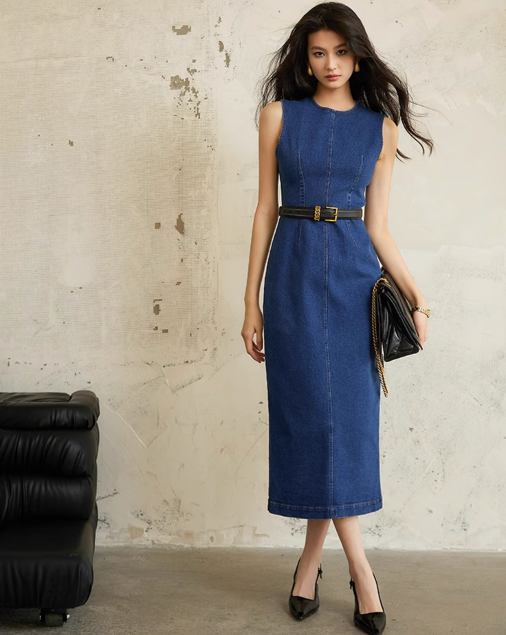 slim fit denim dress