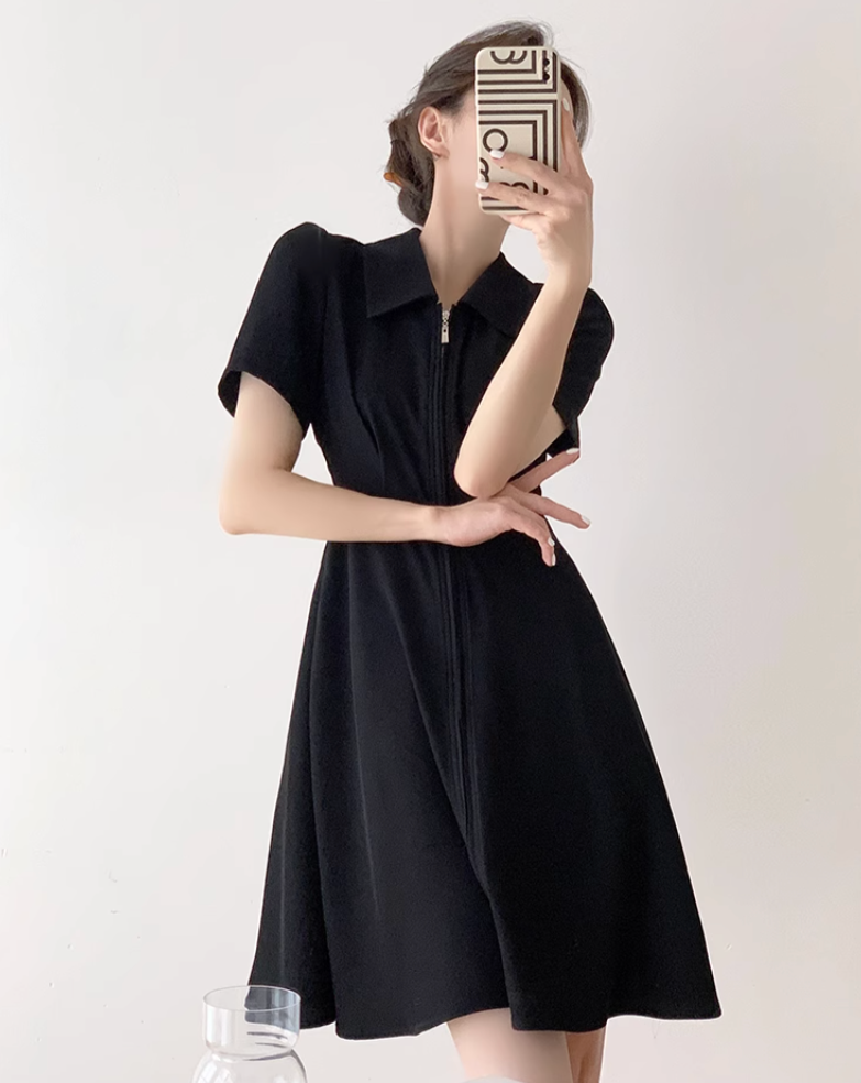 French A line long dress (mini length)