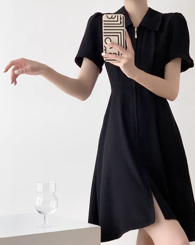 French A line long dress (mini length)