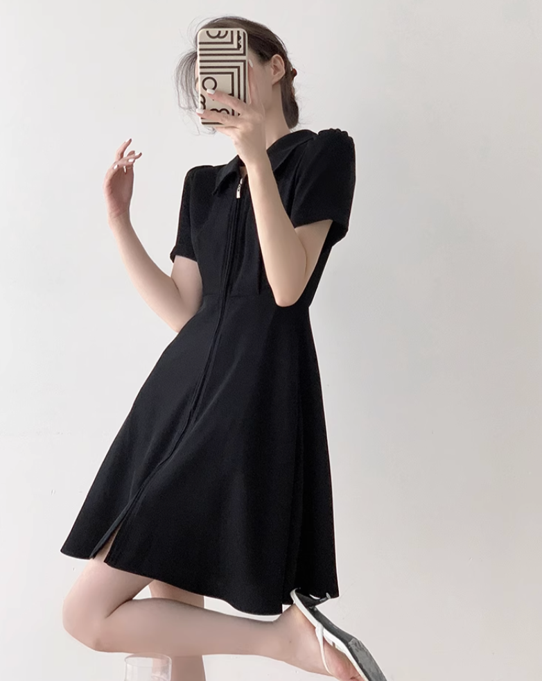 French A line long dress (mini length)