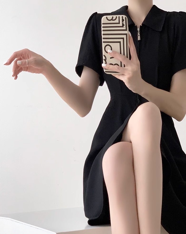 French A line long dress (mini length)