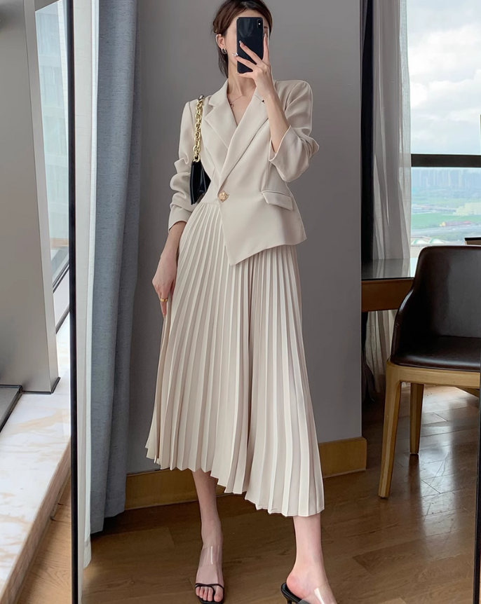 Formal jacket dress (White)