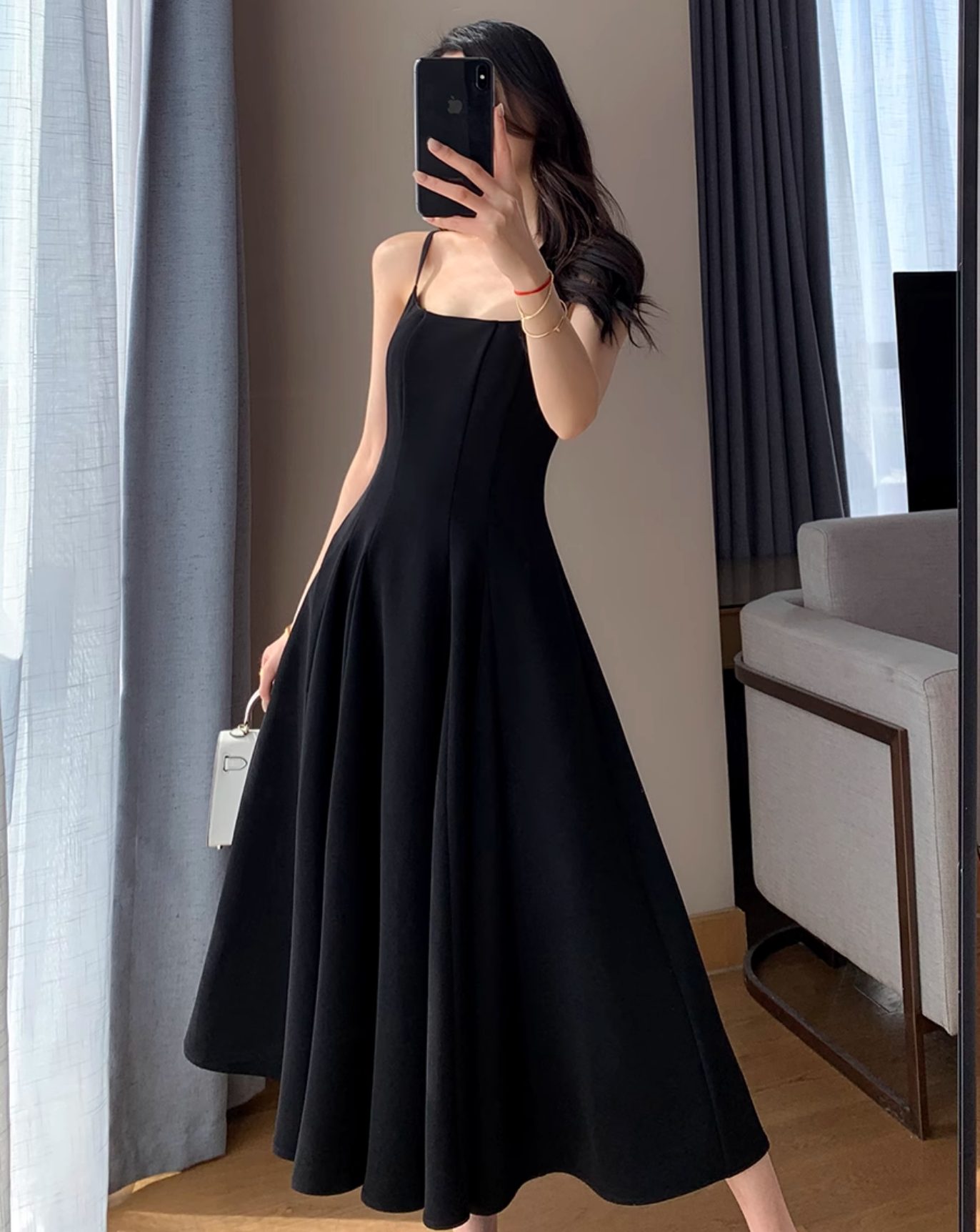 Elegant tight square neck dress (long sleeves)