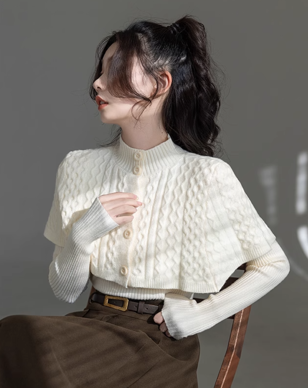 2-piece cape knit