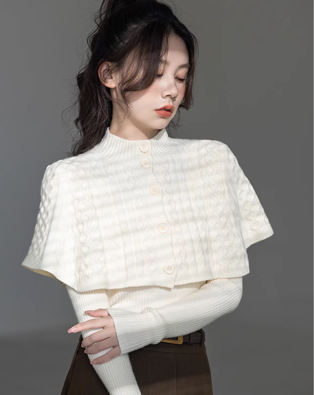 2-piece cape knit