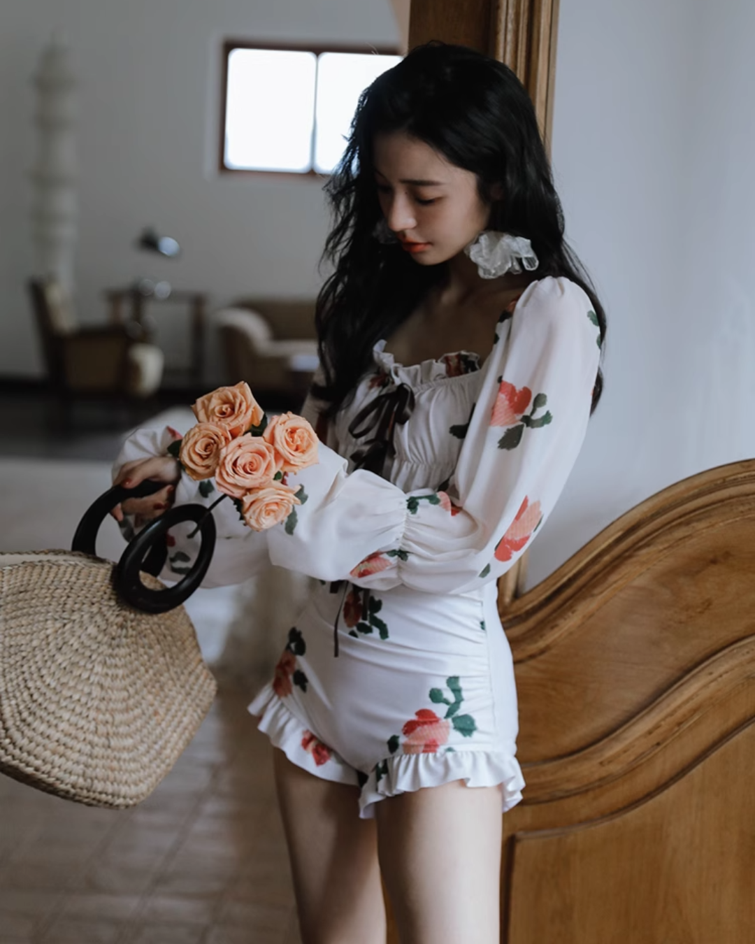 Romantic Floral One-Piece Swimwear