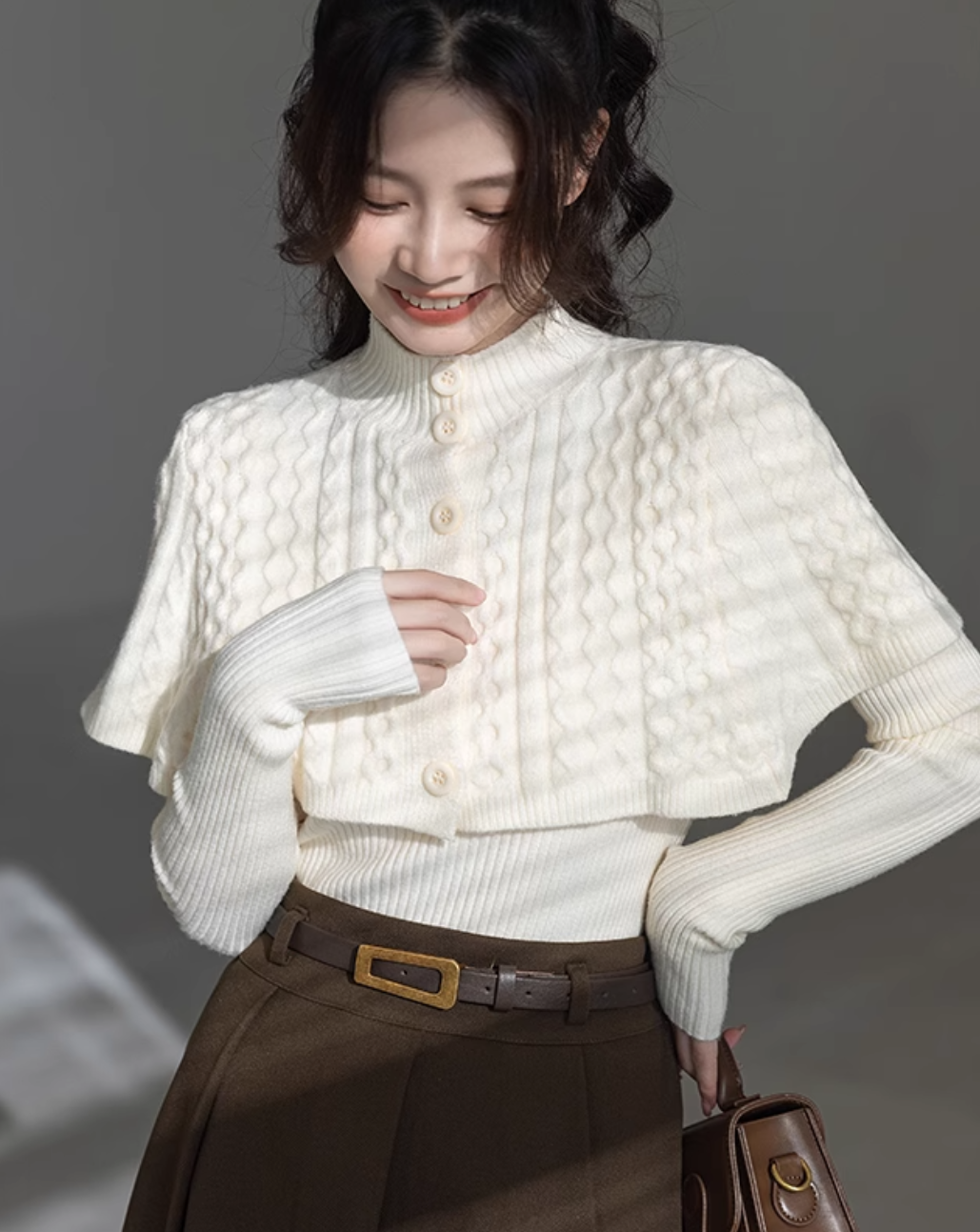 2-piece cape knit