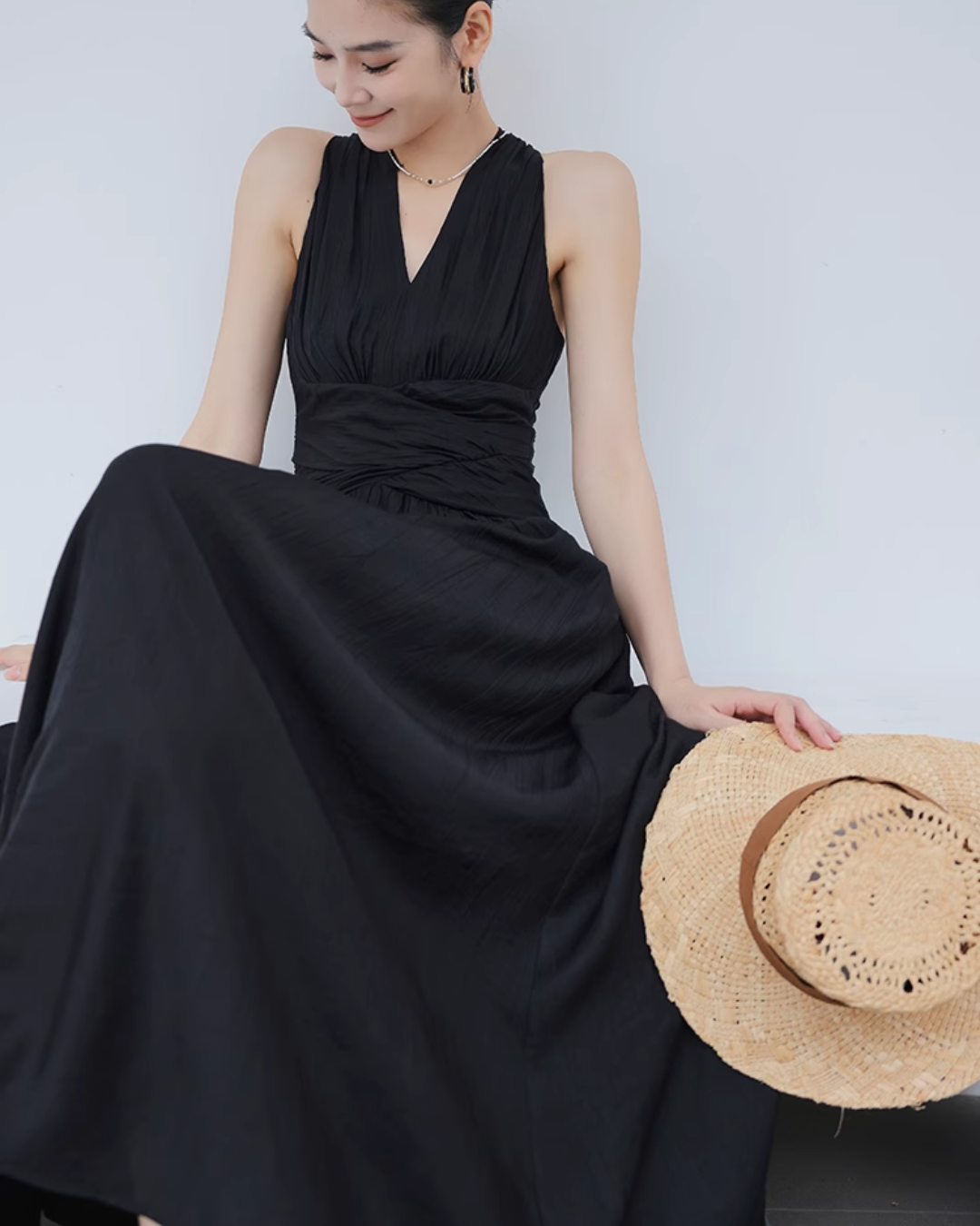 公式】LUXENT(ルクセント) ブラックドレープマキシワンピース 公式】LUXENT(ルクセント) ブラックドレープマキシワンピース