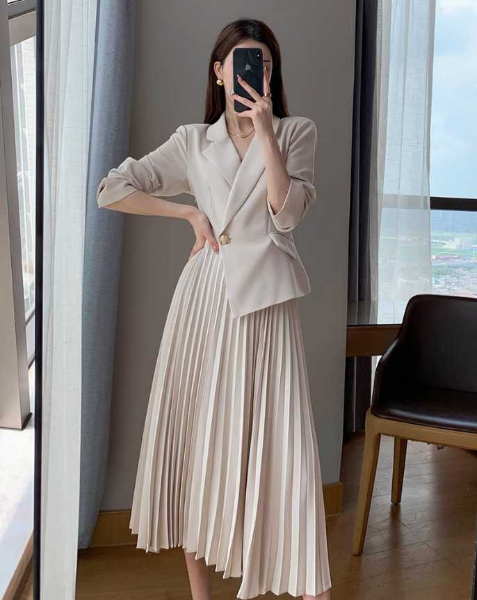 Formal jacket dress (White)