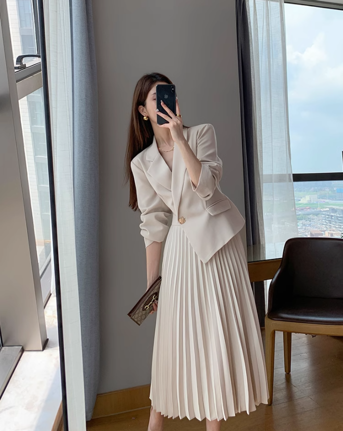 Formal jacket dress (White)