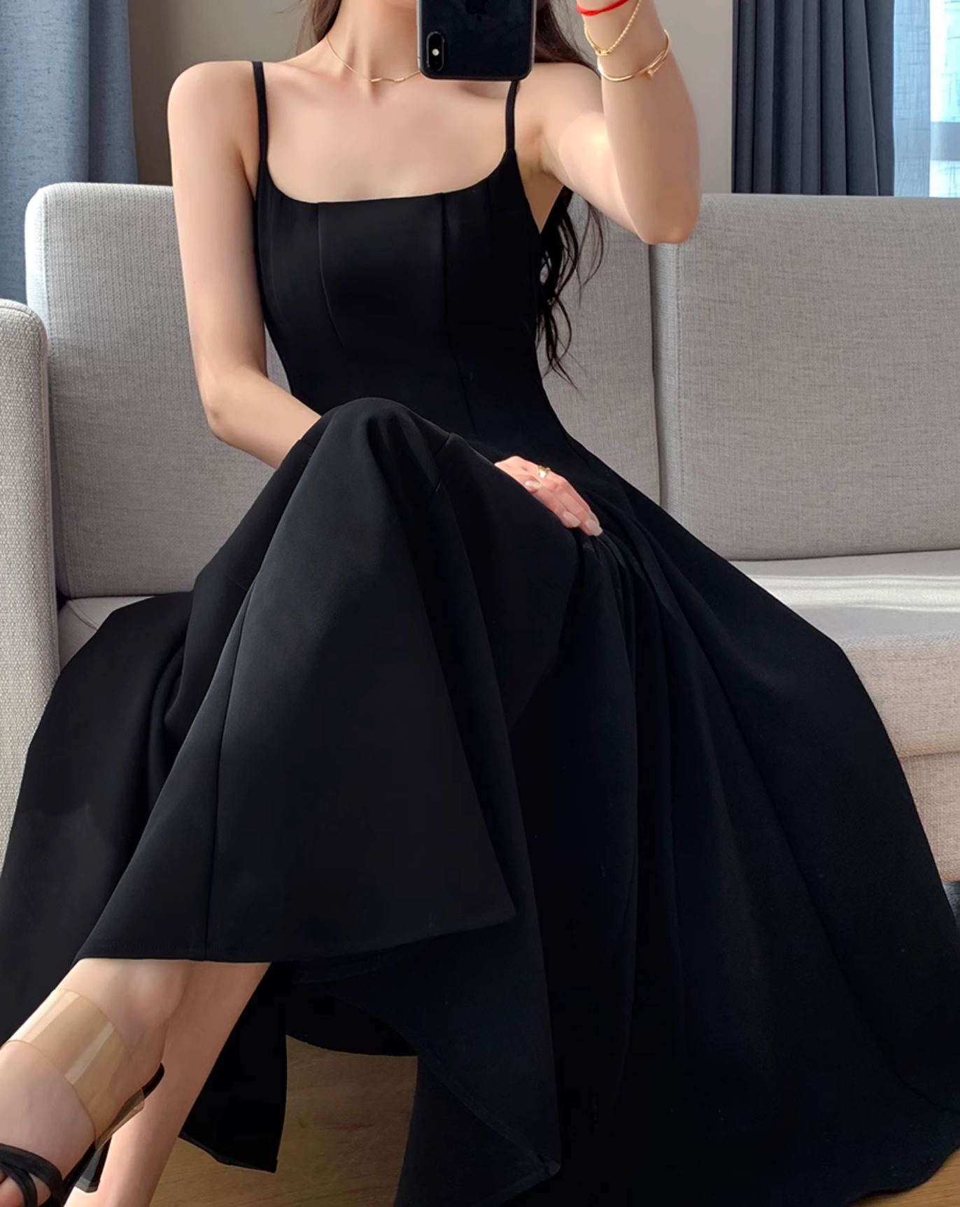 Elegant tight square neck dress (long sleeves)