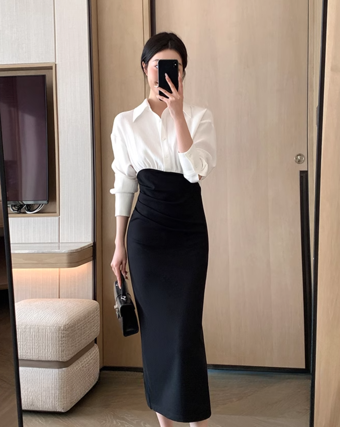 Elegant tight square neck dress (long sleeves)