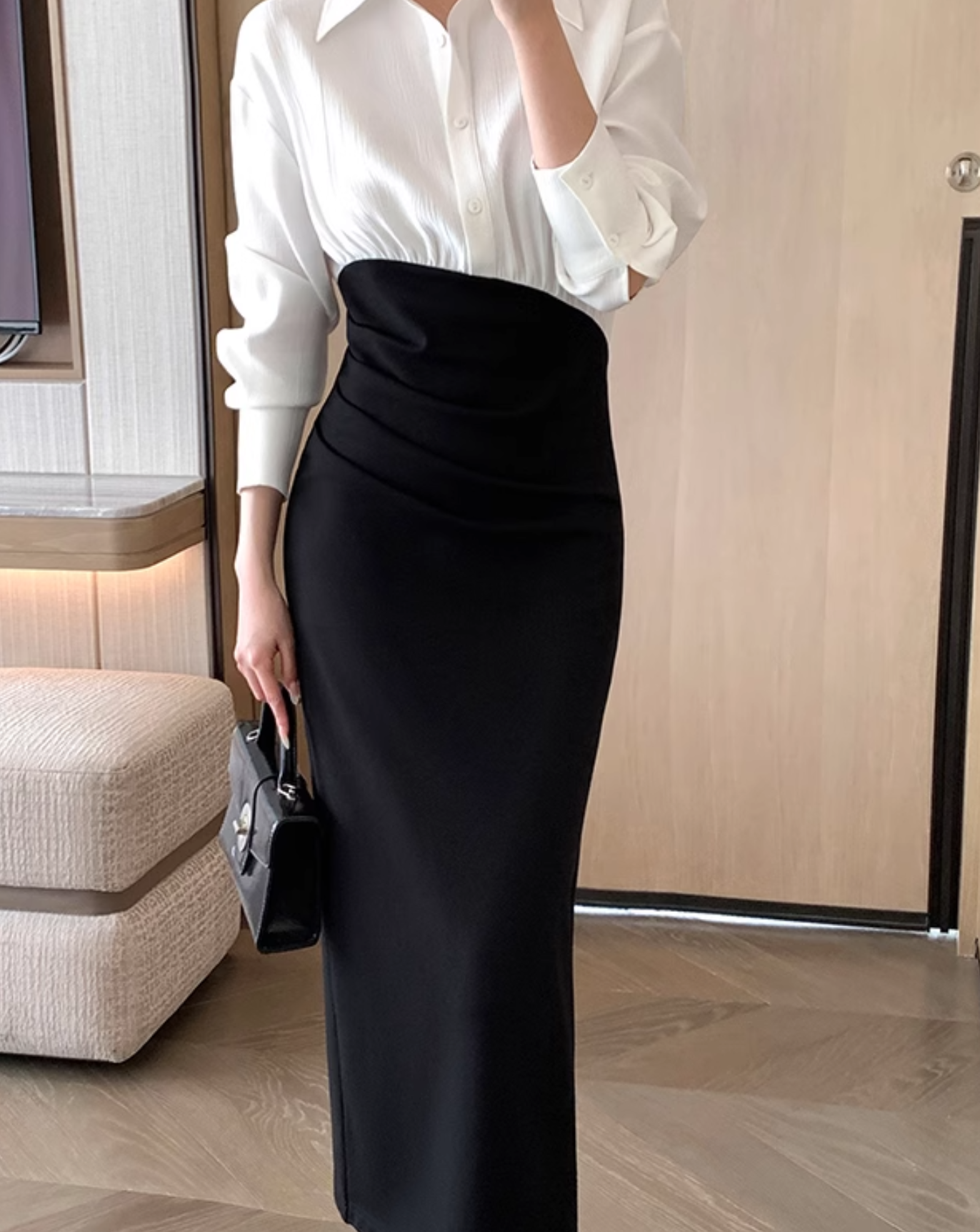 Elegant tight square neck dress (long sleeves)
