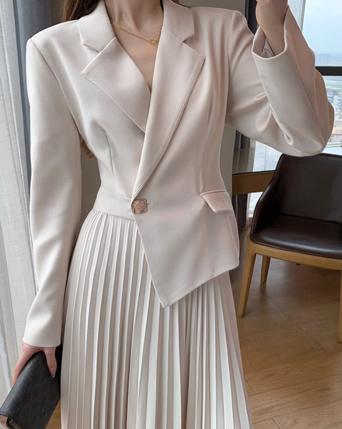 Formal jacket dress (White)
