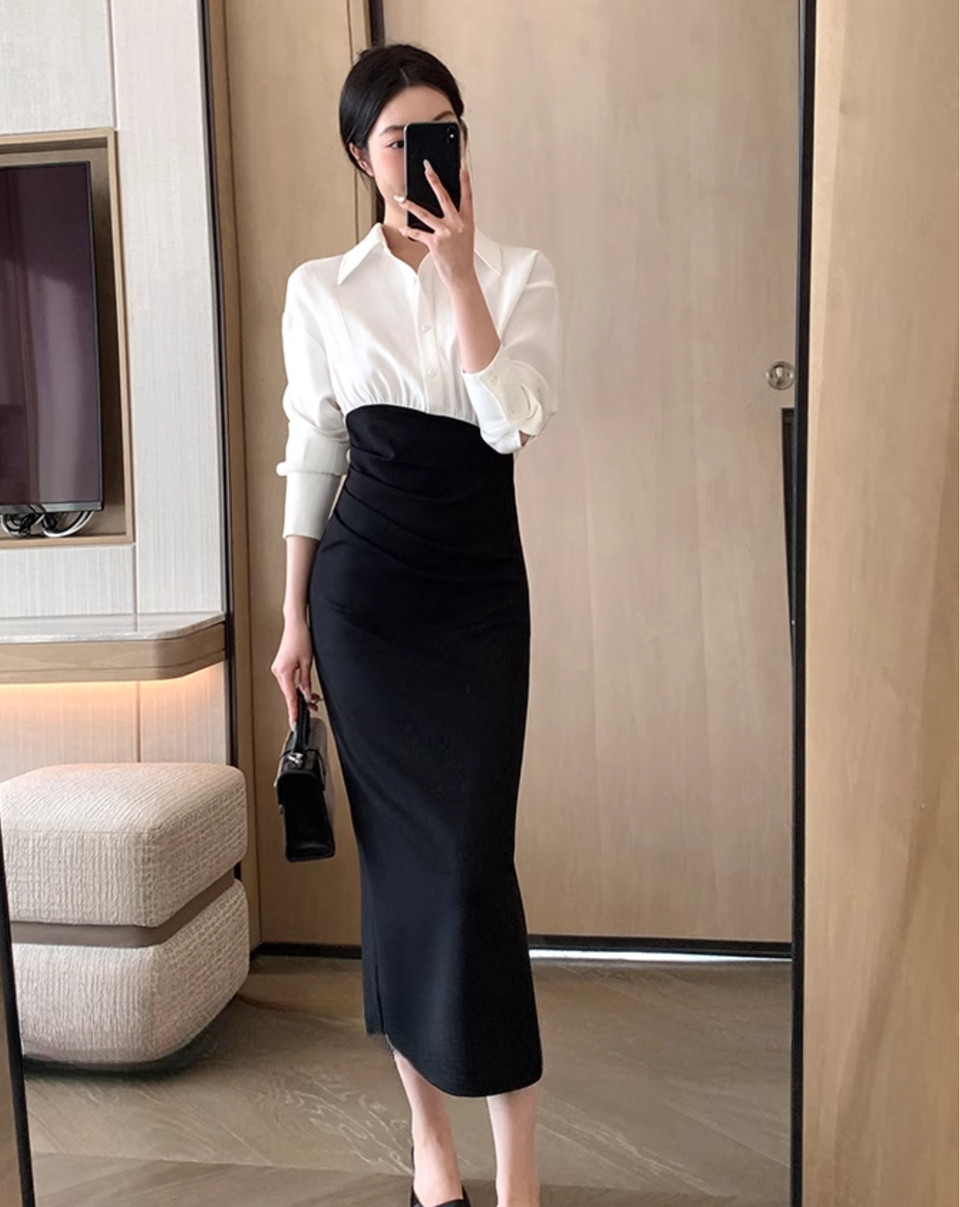Elegant tight square neck dress (long sleeves)