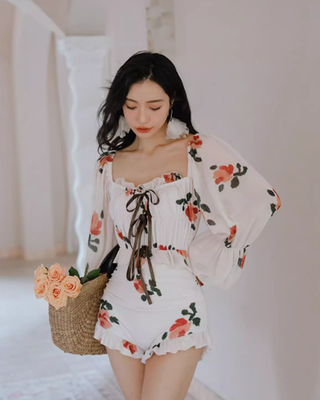 Romantic Floral One-Piece Swimwear