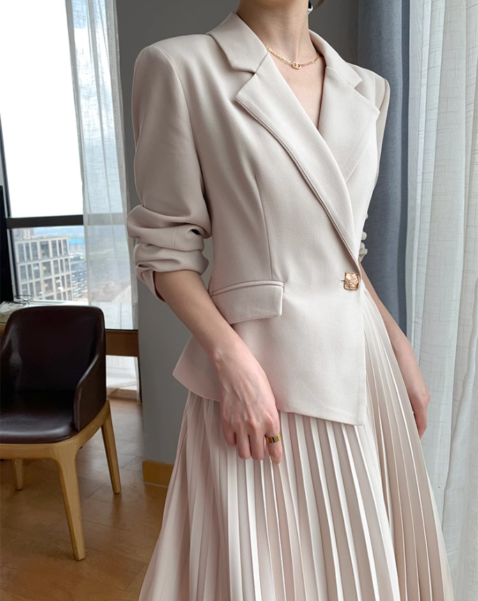 Formal jacket dress (White)