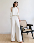 Asymmetric Top & Wide-Leg Pants jumpsuit