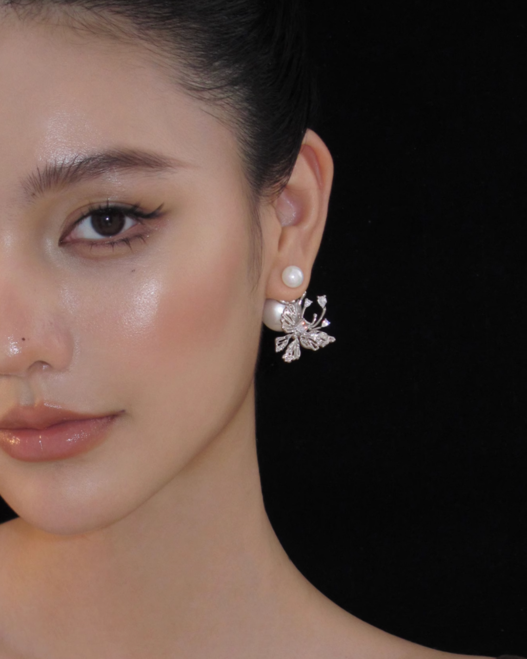 Butterfly Pearl Back Earrings