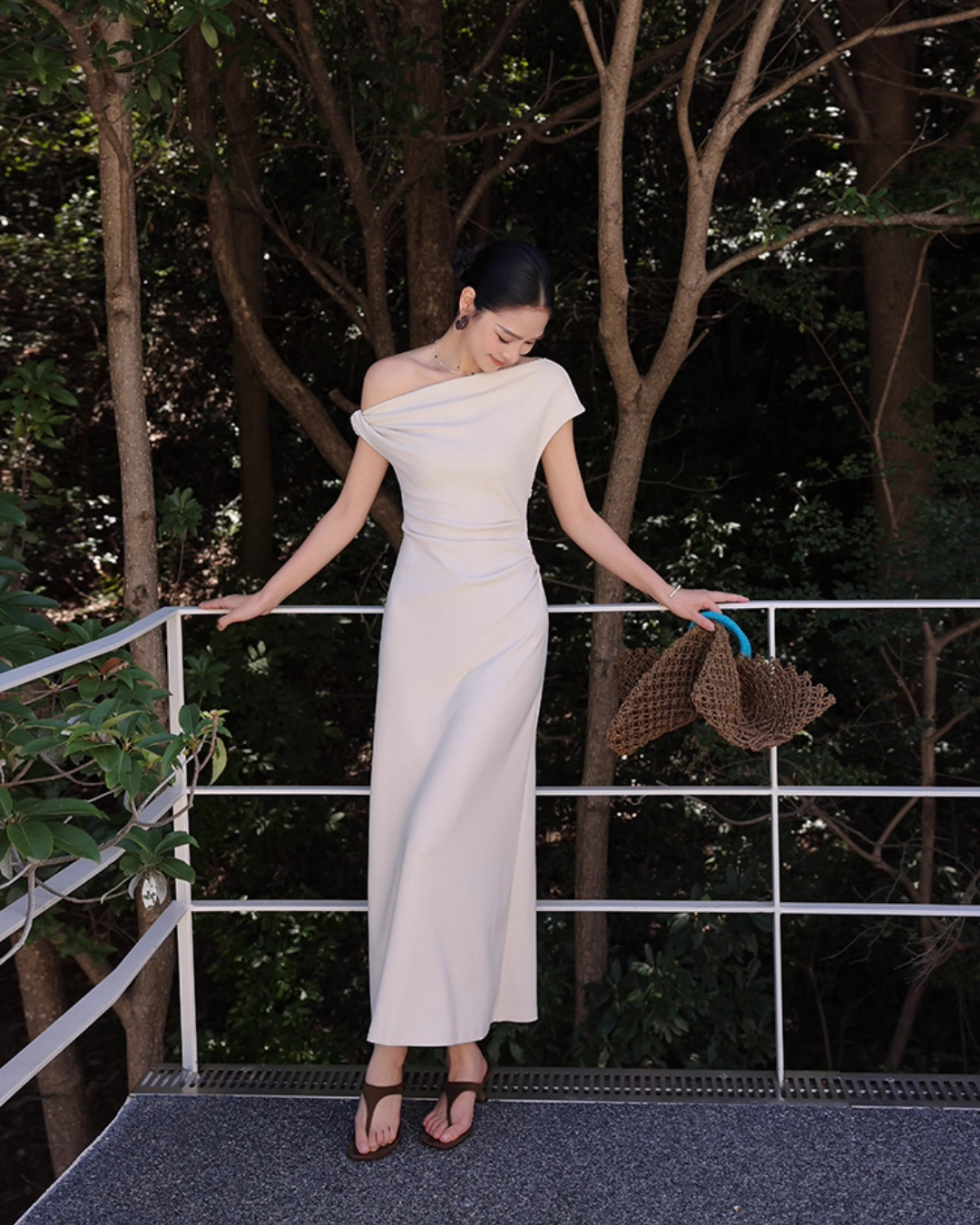 Asymmetric Draped One-Shoulder Dress