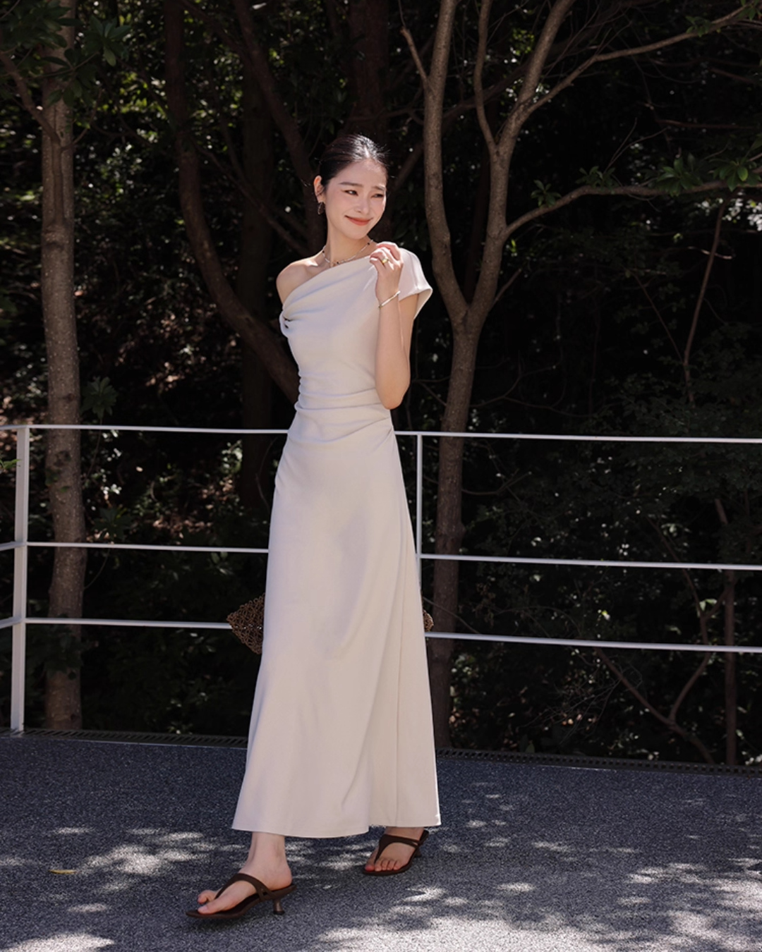 Asymmetric Draped One-Shoulder Dress