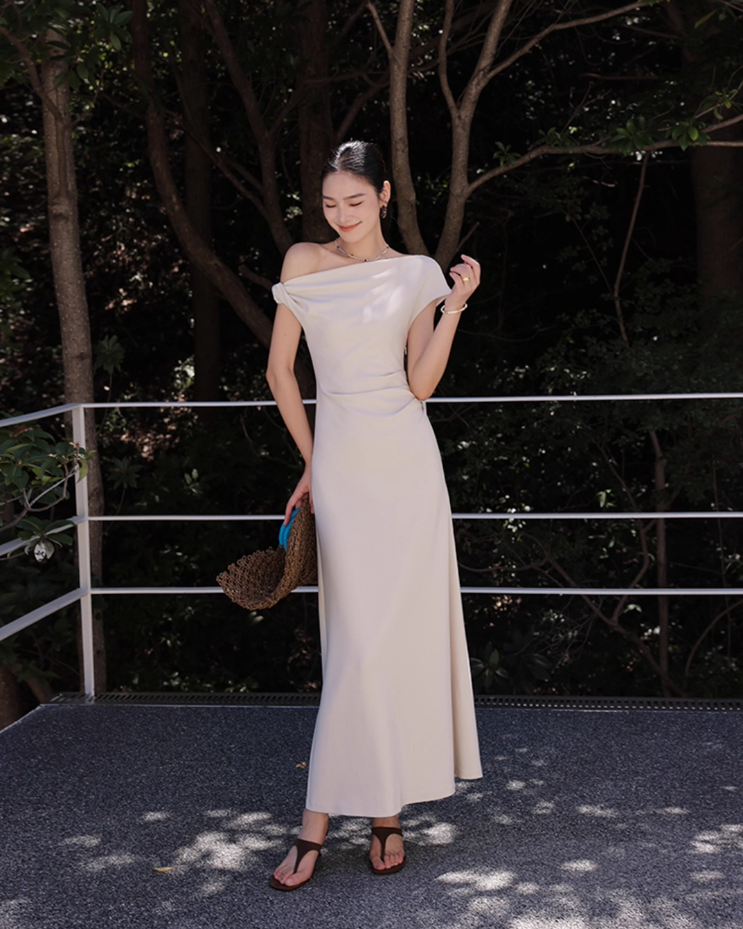 Asymmetric Draped One-Shoulder Dress