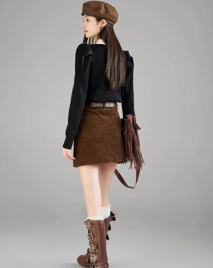 Double lapel knit tops