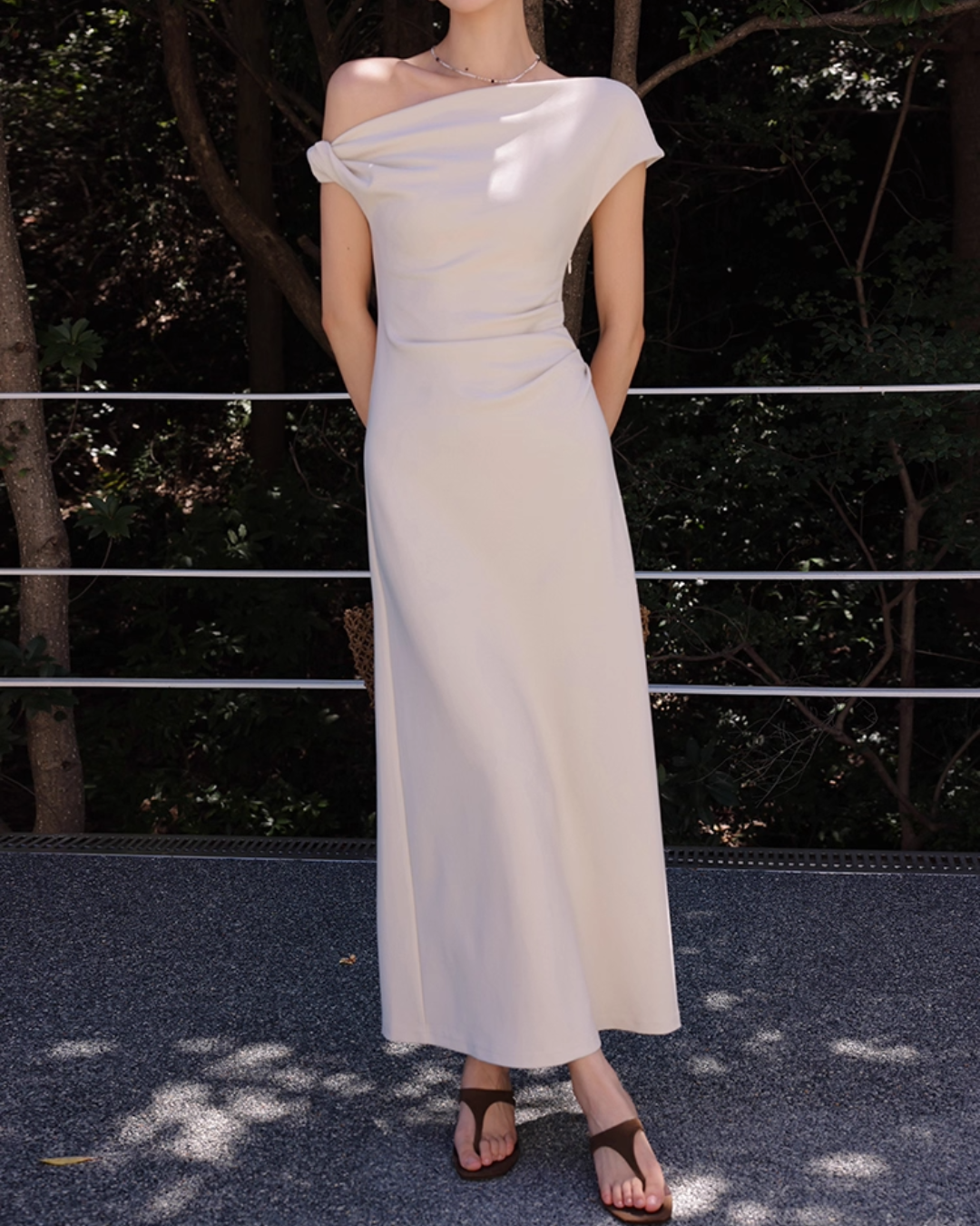 Asymmetric Draped One-Shoulder Dress