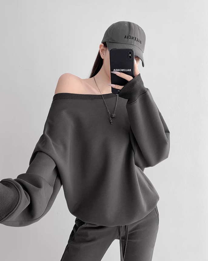 Off shoulder sweatshirt tops