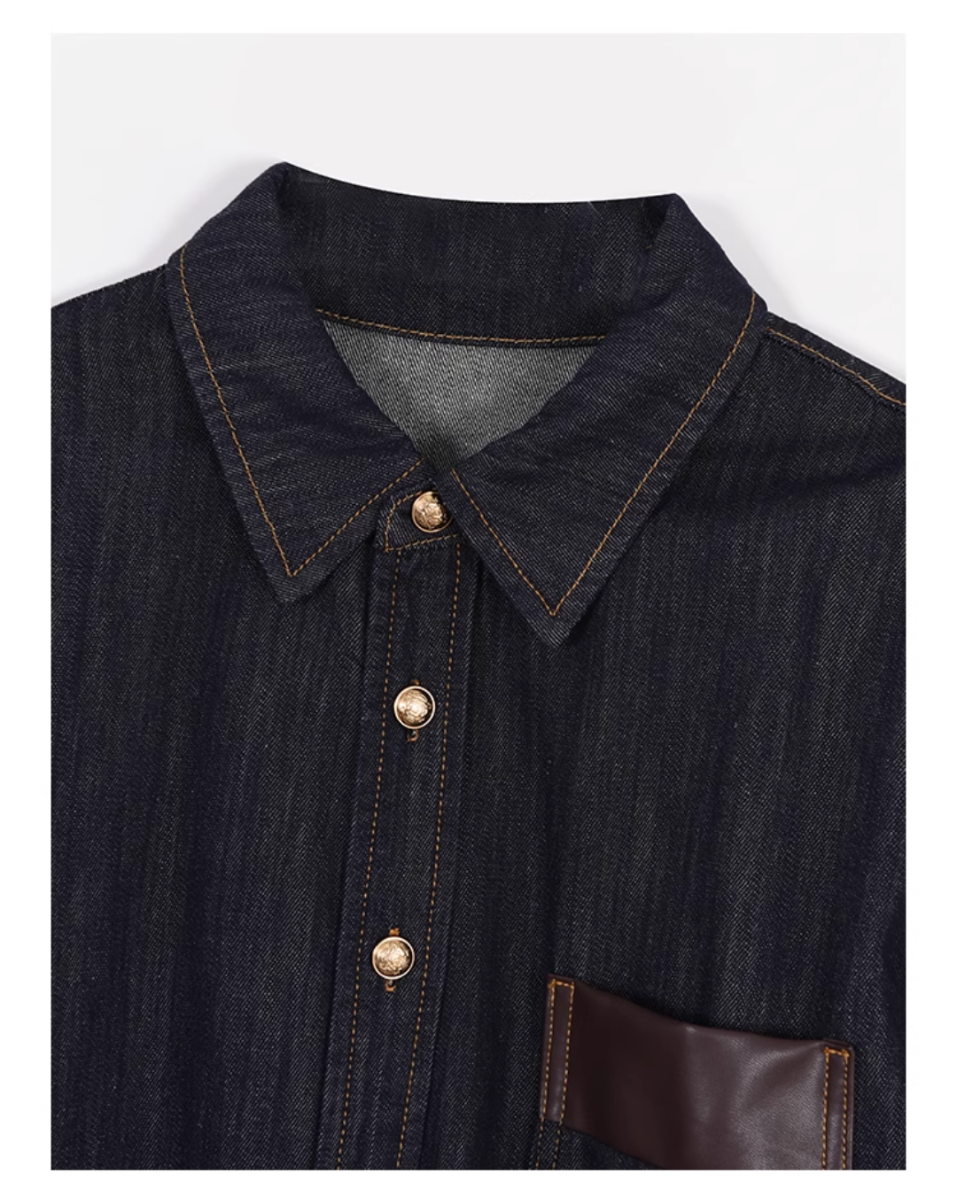 Denim Set-Up with Faux Leather Pocket