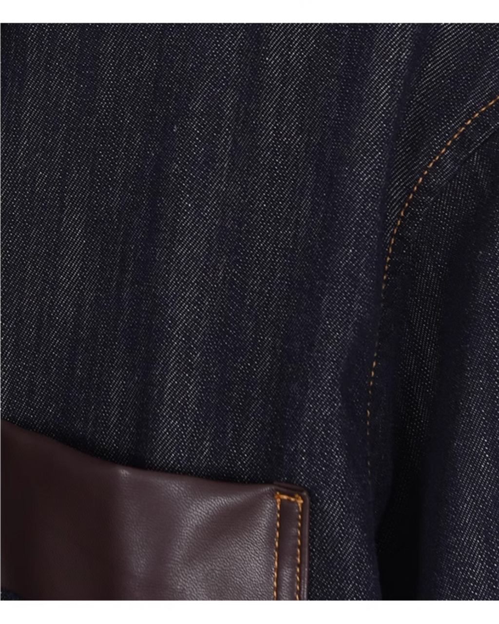 Denim Set-Up with Faux Leather Pocket