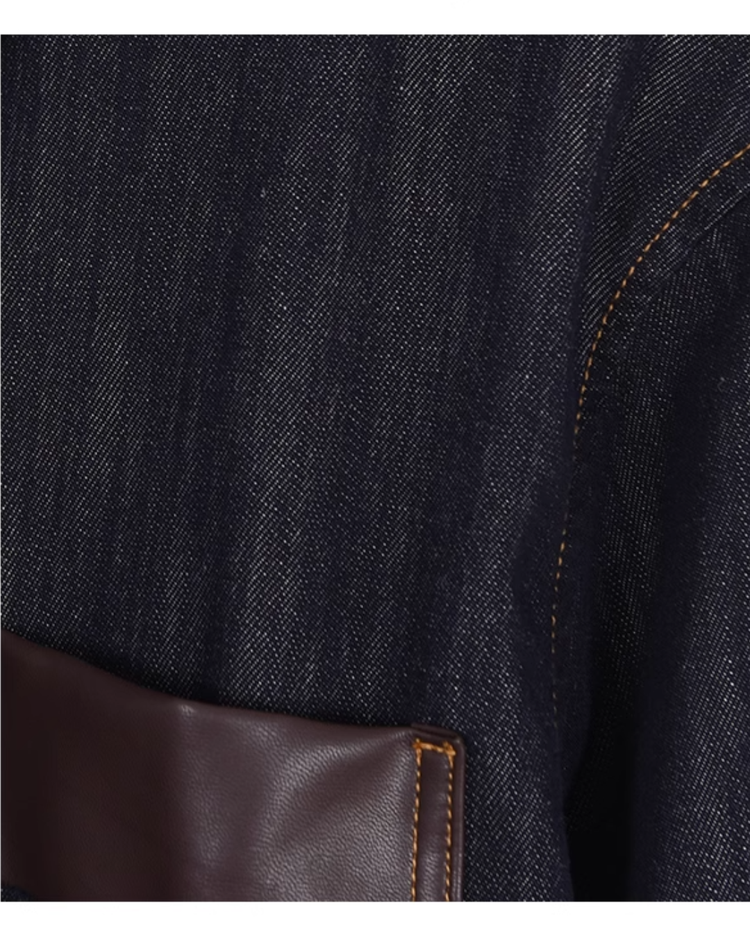 Denim Set-Up with Faux Leather Pocket