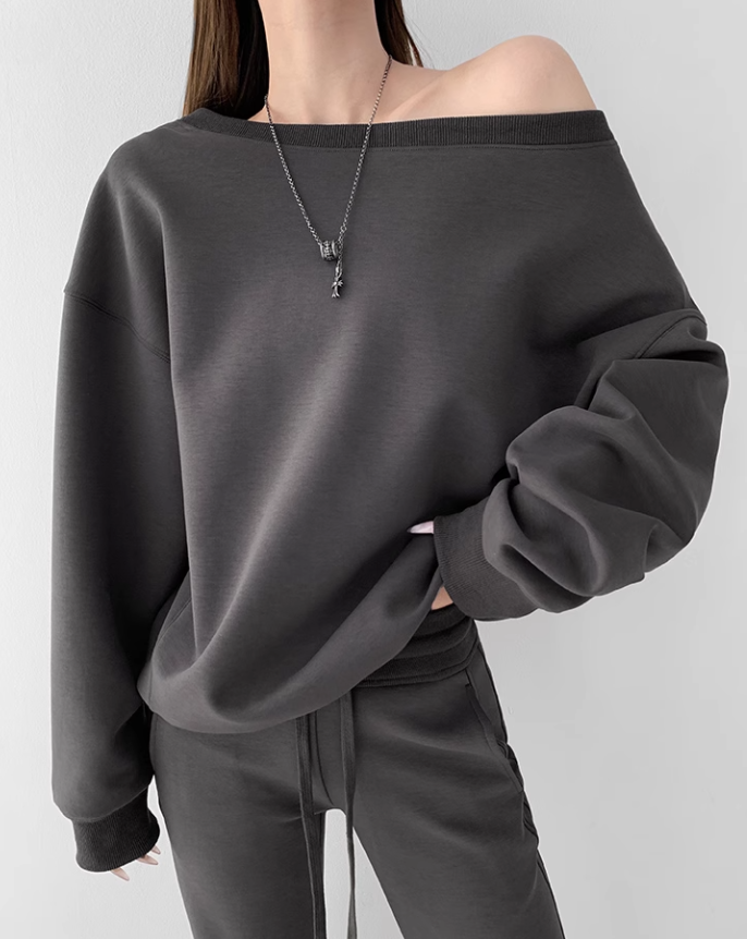 Off shoulder sweatshirt tops