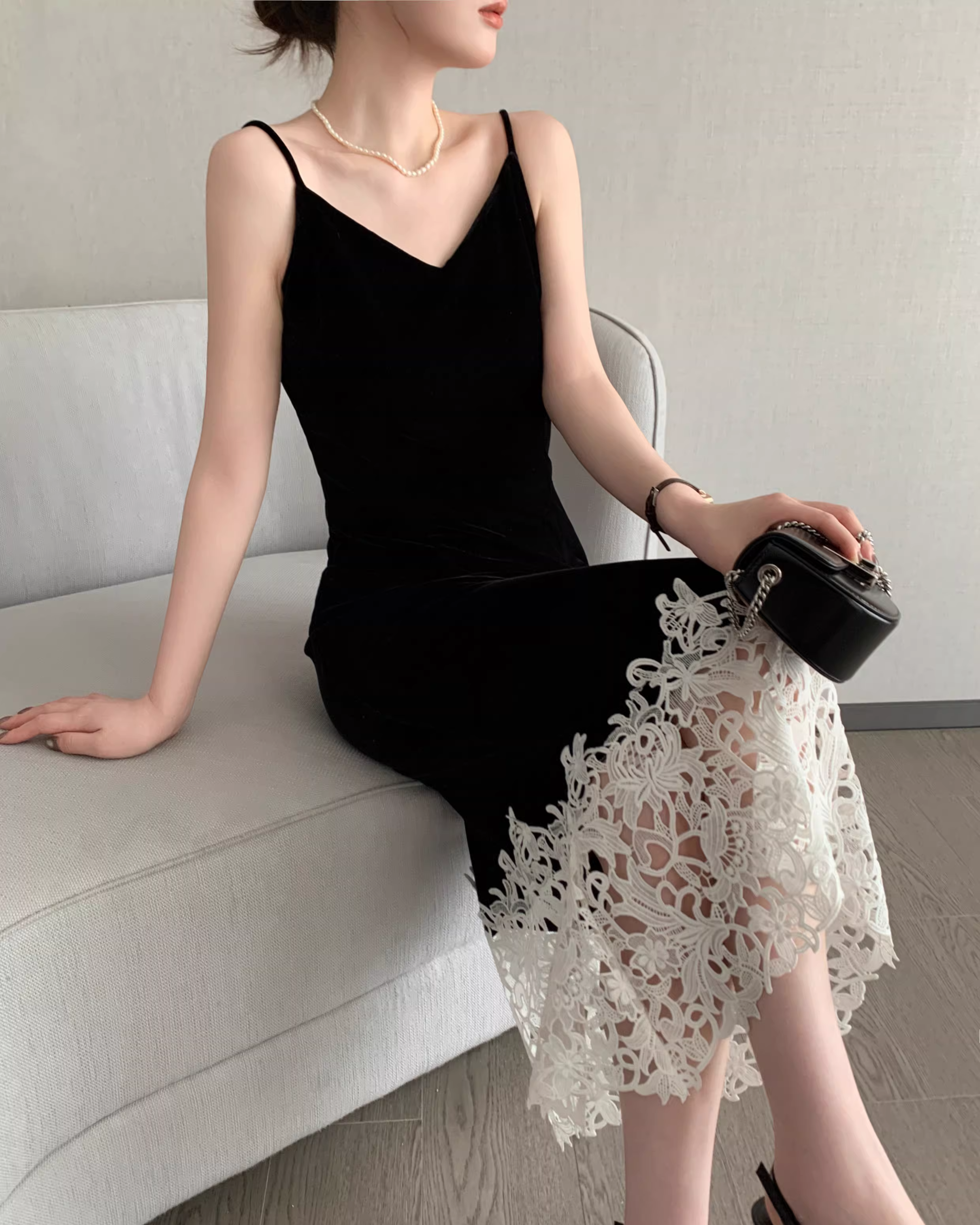 Velvet mermaid lace dress