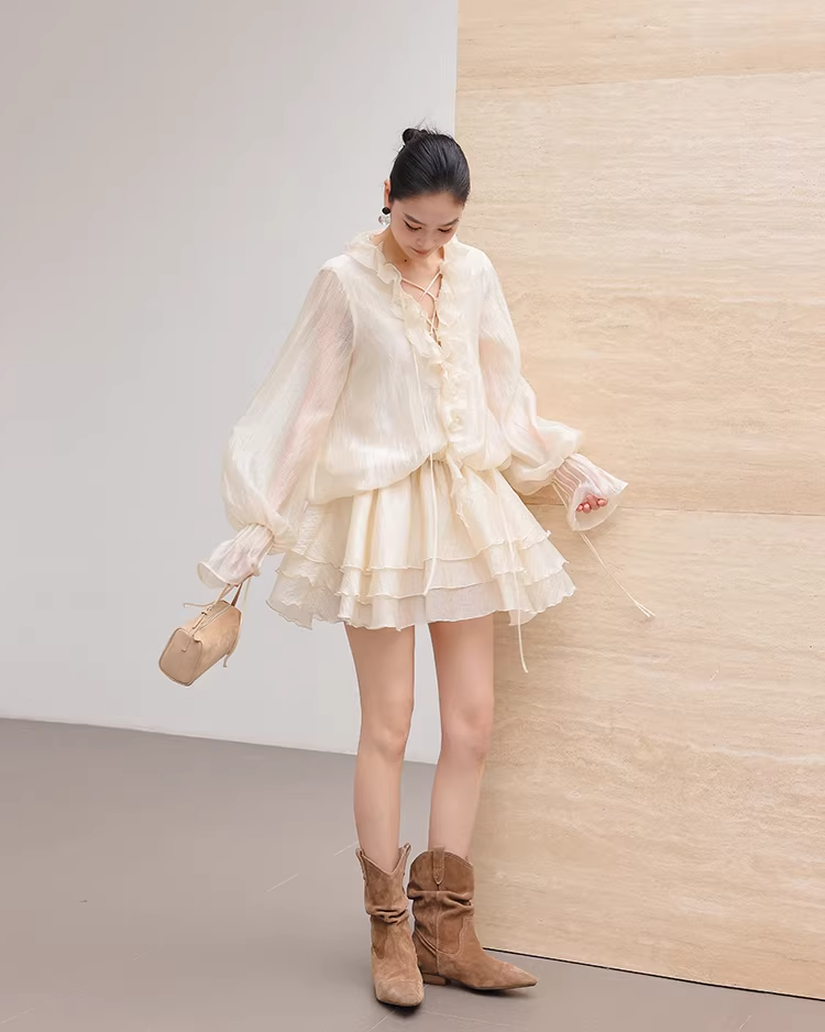 Luminous Ruffle Bohemian Dress