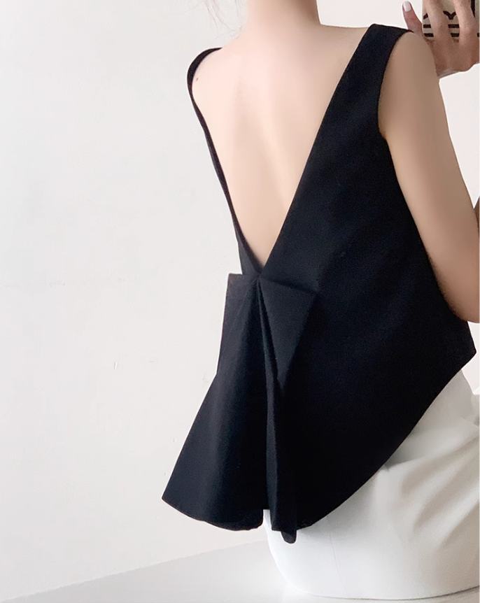 Back ribbon top (White)
