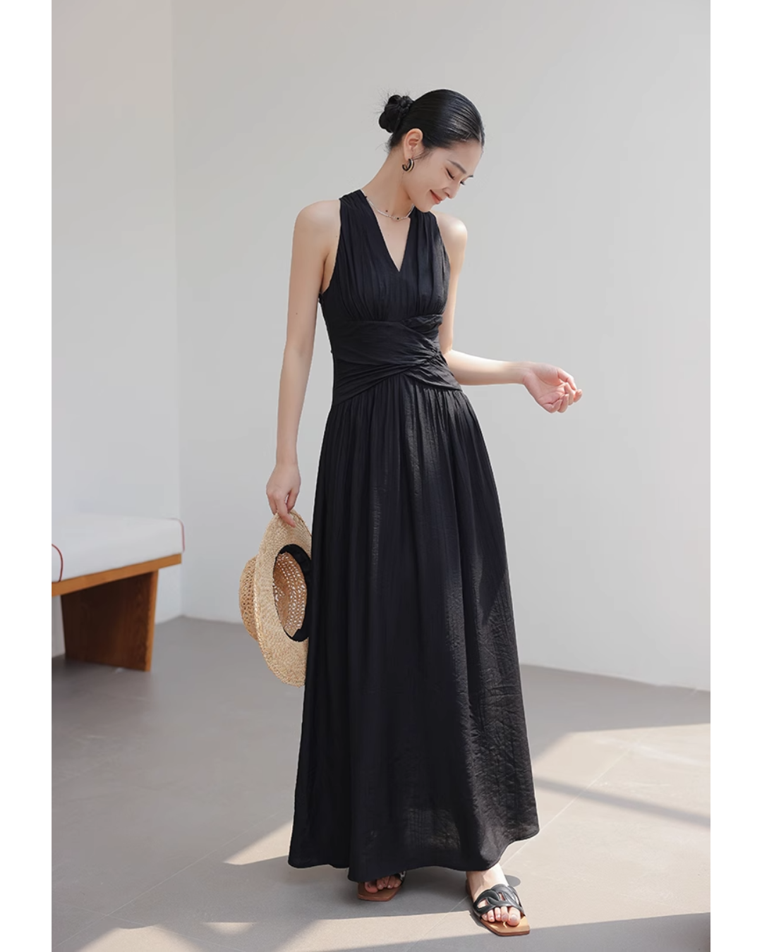 Elegant Draped Maxi Dress