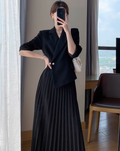 Formal jacket pleats dress (Black)