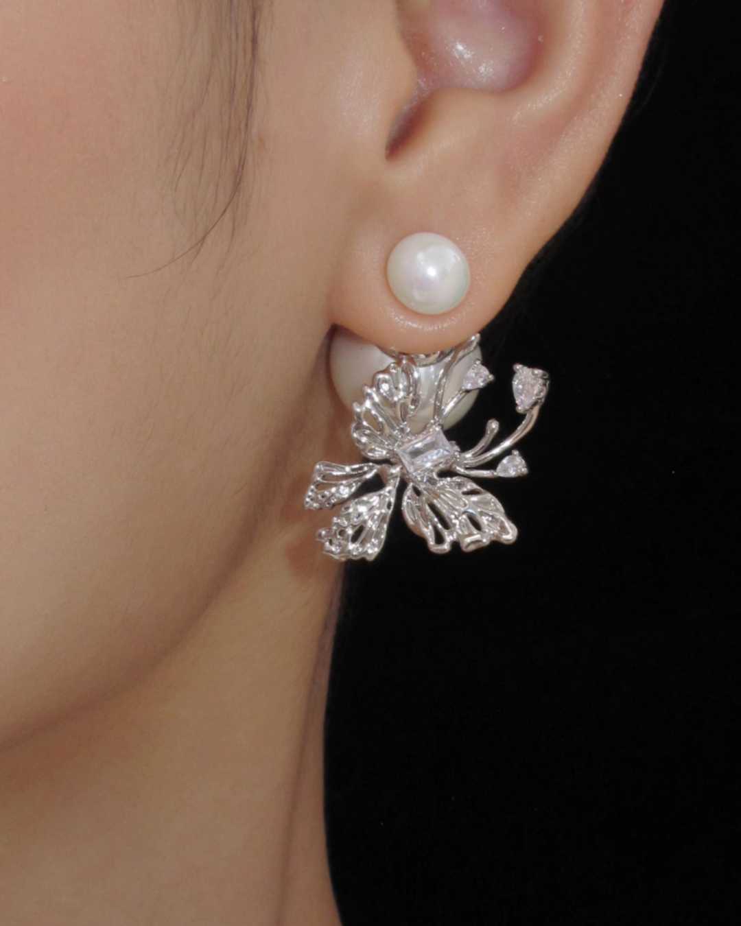 Butterfly Pearl Back Earrings