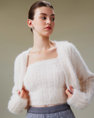 【20%OFF】Feather yarn knit tops & cardigan