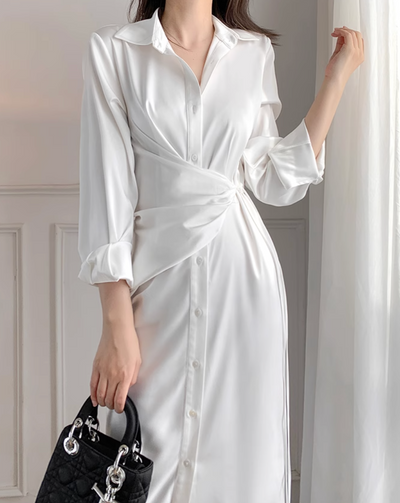 Silk white long dress