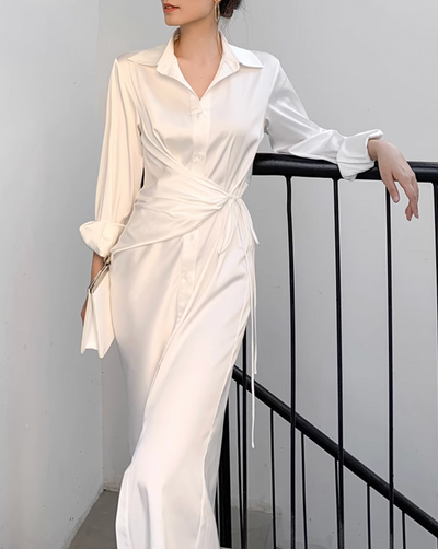 Silk white long dress